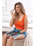 Knitted short top with straps, orange MP32854 - Online store - Boutique